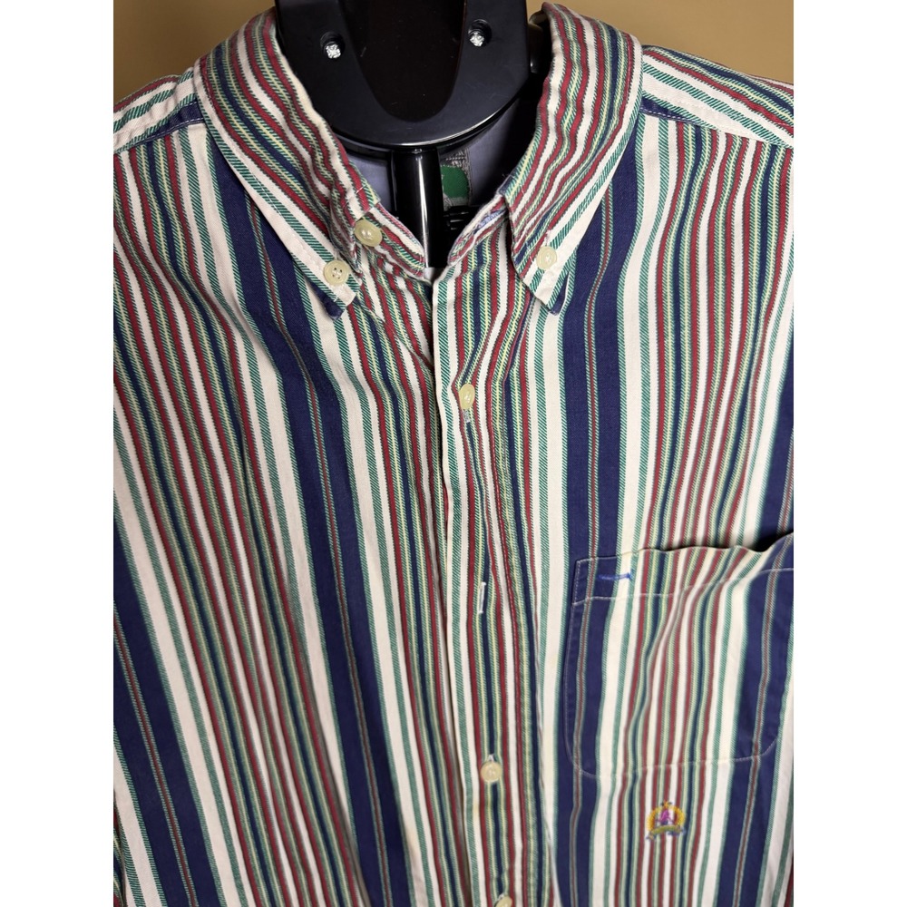 McIntosh & Seymour Mens Large Short Sleeve Striped Button Down Rugby Shirt